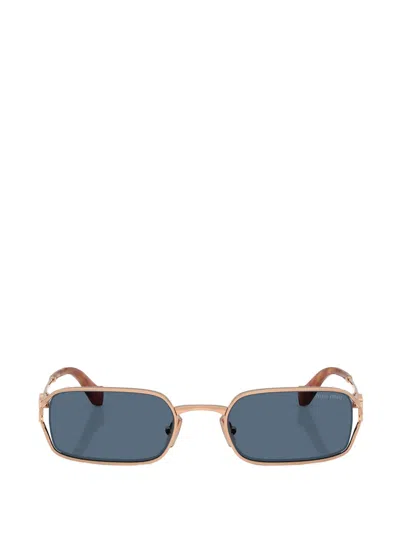 Miu Miu Logo-plaque Rectangle-frame Sunglasses In Pink