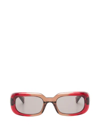 Miu Miu Logo-plaque Rectangle-frame Sunglasses In Red