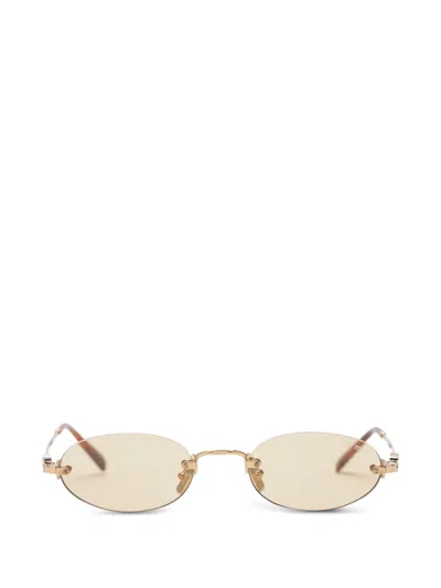 Miu Miu Oval Sunglasses Gold Tone Frame Tortoiseshell Arms In Neutral