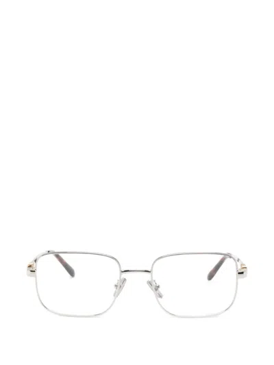 Miu Miu Logo-plaque Square-frame Glasses In Metallic
