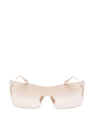 Miu Miu Logo-plaque Sunglasses In Gold
