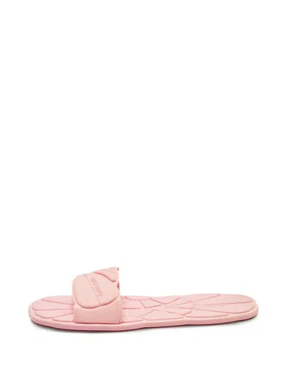 Pre-owned Miu Miu Logo-strap Slides In Pink