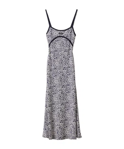 MIU MIU LONG FLORAL PRINT CREPE DE CHINE DRESS