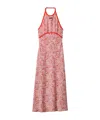 Miu Miu Long Floral Print Crepe De Chine Dress In Red