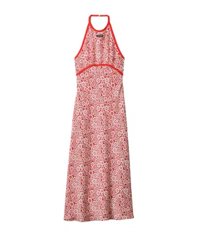 MIU MIU LONG FLORAL PRINT CREPE DE CHINE DRESS