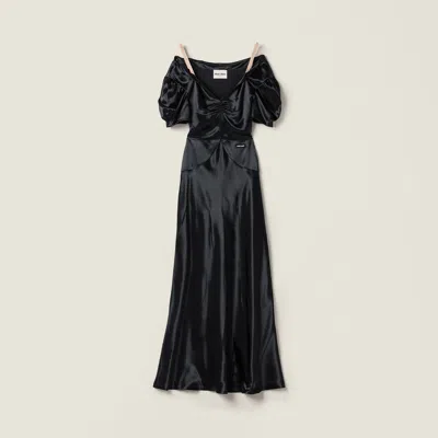 Miu Miu Long Satin Dress In Black