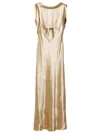 Miu Miu Satin Floor Length Dress With Open Back In Gray
