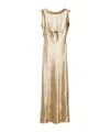 Miu Miu Satin Floor Length Dress With Open Back In Neutral