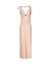 Miu Miu Satin Reverse Bow Draped Maxi Dress In Pink