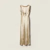 Miu Miu Long Satin Dress In Neutral