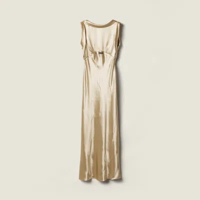 Miu Miu Long Satin Dress In Sand