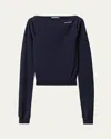 Miu Miu Blue Boat Neck Sweater In Wool