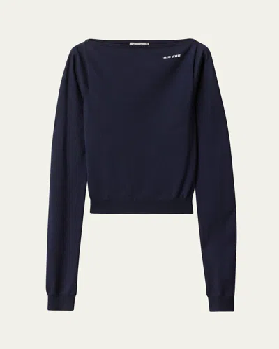 Miu Miu Long-sleeve Boat-neck Sweater In Multi