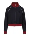 Miu Miu Pinstripe Wool Jacket With Stand-up Collar In Blue