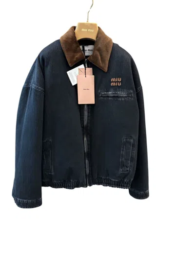 Miu Miu Long Sleeve Casual Jacket In Blue