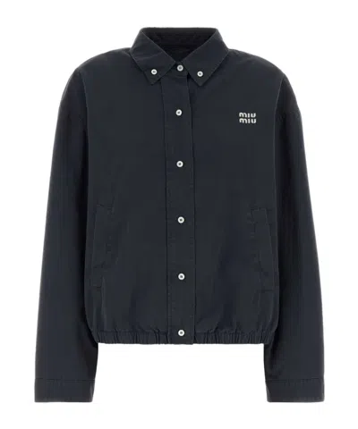 Miu Miu Long Sleeve Casual Jacket In Blue