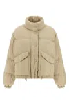 Miu Miu Long Sleeve Cotton Coat In Gray