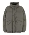 Miu Miu Silver Down Puffer Jacket In Gray