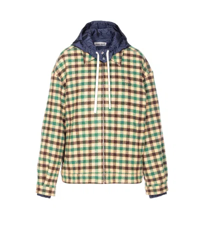 Miu Miu Long Sleeve Cotton Coat In Multi