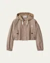 Miu Miu Long Sleeve Cropped Bomber Jacket With Hoodie