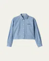 Miu Miu Long Sleeve Cropped Button Down Shirt With Collar
