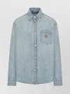 Miu Miu Long Sleeve Denim Shirt With Chest Pocket In Blue