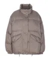 Miu Miu Long Sleeve Down Jacket In Gray