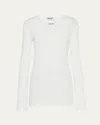Miu Miu Long-sleeve Fitted Mini Dress In Bianco