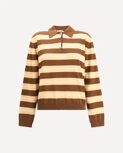 Miu Miu Long-sleeve Logo Polo Shirt In Brown