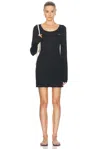 Miu Miu Logo Mini Dress In Nero