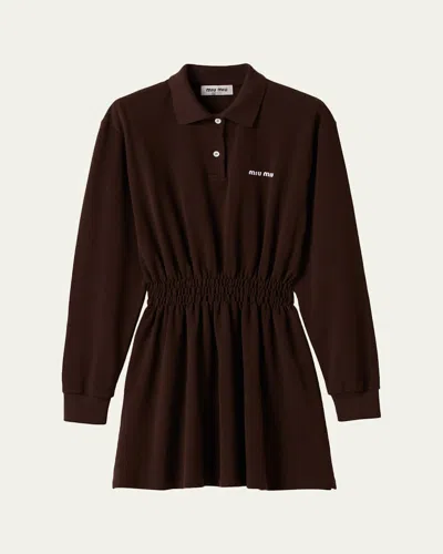 Miu Miu Long-sleeve Mini Polo Shirtdress