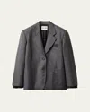 Miu Miu Long-sleeve Oversized Blazer Jacket In F0480 Ardesia