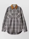 Miu Miu Long Sleeve Plaid Shirt With Chest Pockets In Gray