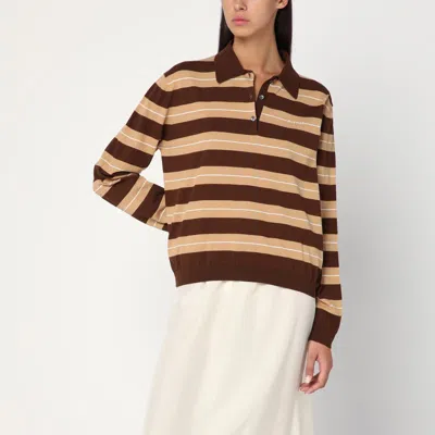 Miu Miu Long Sleeve Polo Cocoa/caramel