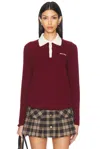 Miu Miu Rib Cashmere Sweater In Amaranto & Natural