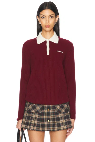Miu Miu Rib Cashmere Sweater In Burgundy