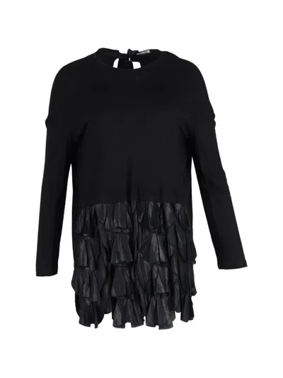 Pre-owned Miu Miu Long-sleeve Ruffled Blouse In Black