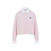 Miu Miu Cotton Shirt With White Collar And Cuffs In Pink