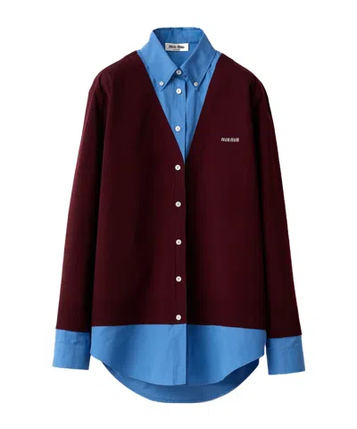 Miu Miu Long Sleeve Shirt In Brown