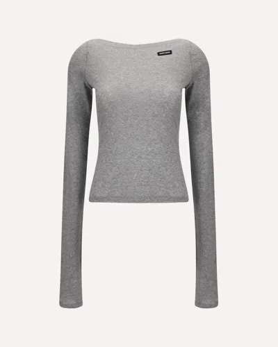 Miu Miu Long Sleeve Top In Gray