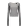 Miu Miu Long Sleeve Top In Gray