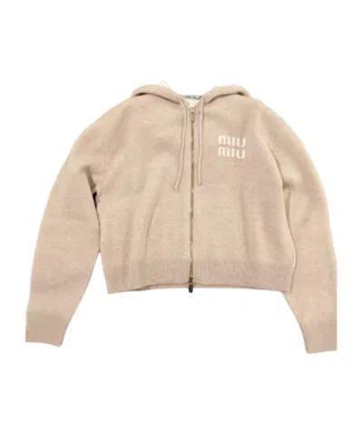 Miu Miu Long-sleeved Cardigan In Brown