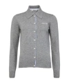 Miu Miu Logo Cashmere Cardigan In Grey