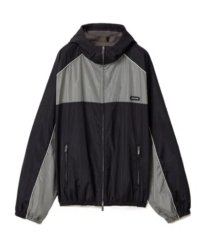 Miu Miu Recycled Nylon Windbreaker Jacket In Black