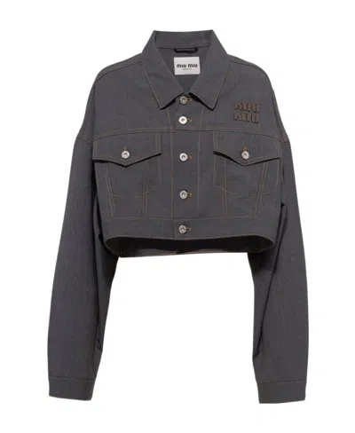 Miu Miu Long-sleeved Casual Jacket In Black