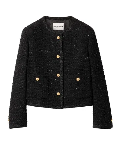 Miu Miu Long-sleeved Casual Jacket In Black