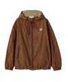 Miu Miu Technical Fabric Hoodie Jacket In Brown