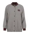 Miu Miu Logo-appliqué Bomber Jacket In Gray