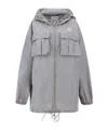 Miu Miu Wasserabweisende Jacke Mit Logo-applikation In Gray