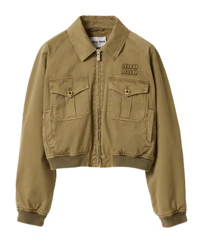 Miu Miu Long-sleeved Casual Jacket In Green